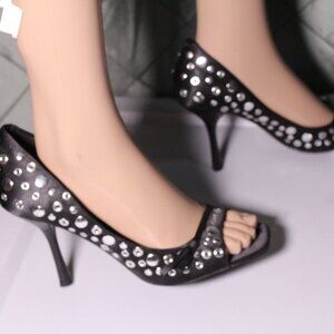 Two Lips Shoes Disco Black US Women's Size 9M Peep-Toe Pumps *SH‎